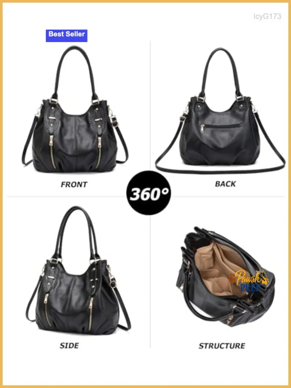 Vintage PU Leather Hobo Tote Bag Satchel Shoulder Bag Crossbody Purse 13.3